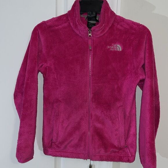 Girls Youth The North Face Hot Pink Shag Worn Fleece Jacket w/marks M (10/12) - Picture 1 of 11